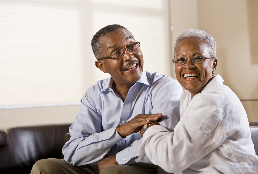 Portrait of happy senior African American couple